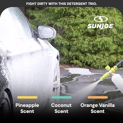 Image of Sun Joe 3-Pack Snow Foam Car Wash Soap & Cleaner Concentrate, Multi-Scent, 1 Quart Per Bottle - Automotive Vehicle Cleaning Solution for Vinyl, Aluminum, Wood, & Brick Surfaces, SPX-AW3Q