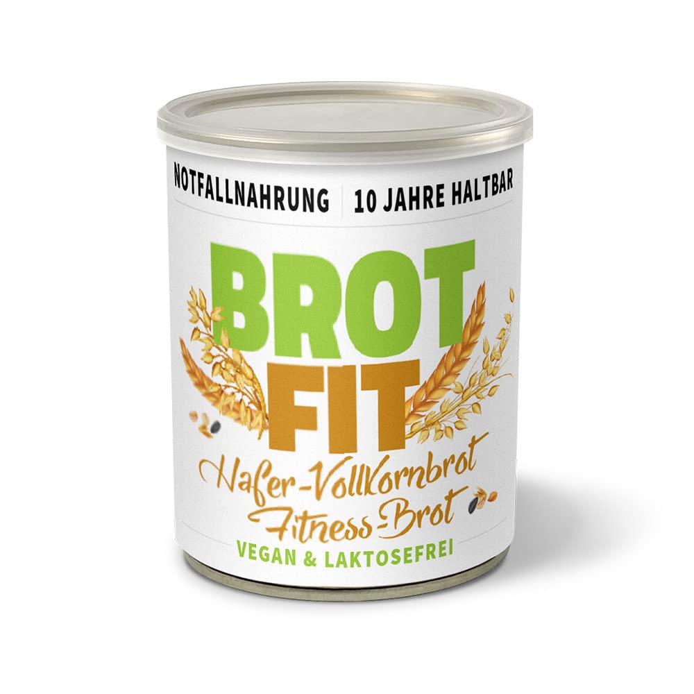 ration1 Fitness Hafer-Vollkornbrot 8 x 500g, 10 Jahre haltbar | Brot in der Dose, vegan & laktosefrei, Camping Essen, Outdoor, Festival, Notfallnahrung