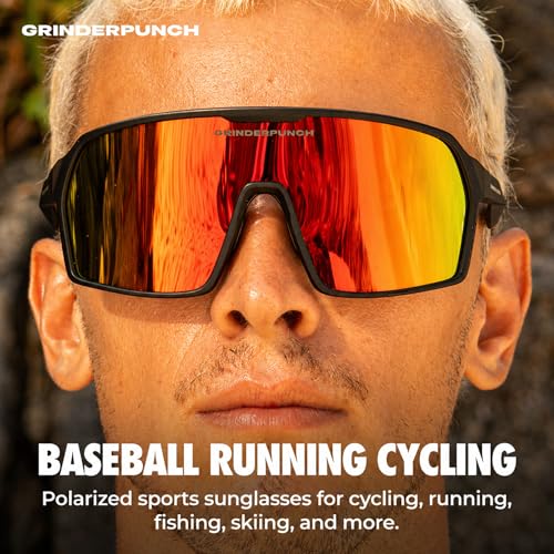 Image of grinderPUNCH Polarized Sports Sunglasses for Men Women UV Protection Shades for Baseball Running Cycling Skiing & Pickleball