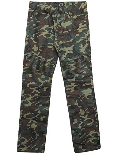 Ma Croix Mens Biker Jeans Straight Fit Distressed Zipper Denim Long Pants