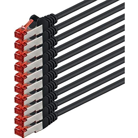 1aTTack 88896 3m CAT6 Netzwerkkabel CAT.6 Patchkabel Ethernetkabel SFTP PIMF 1000 Mbit s 10 Stück schwarz Cover