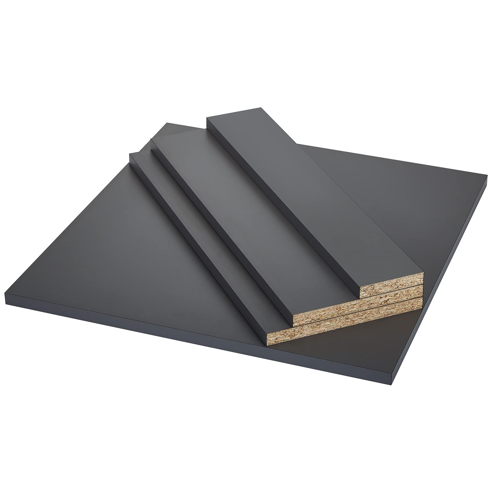 Set de Panneaux d'Aggloméré de Particules Fond et panneau arrière anthracite adapté au système de tiroirs JUNKER-SLIM profondeur de 500 mm et largeur du meuble de 600 mm (Épaisseur de 16 mm)