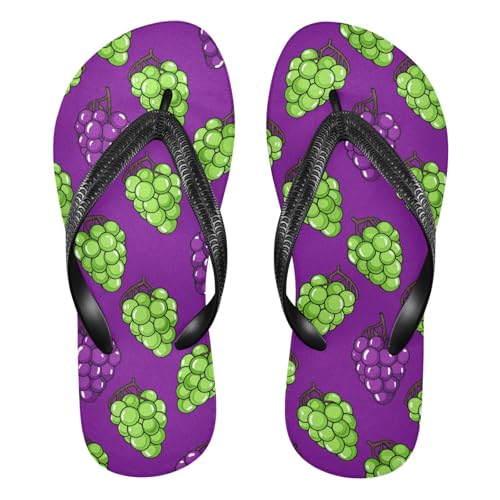 Sinestour Grape Bunch Purple Flip Flops for Beach Thong Sandals Anti-slip Lightweight Flat Slippers for Summer Travel Swim