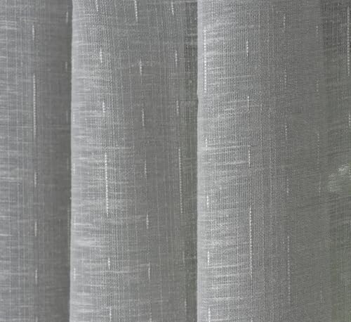 Image of Exporthub Cotton Sheer Curtains 7 feet Long Set of 2 for Door Curtains Grey Color - (EHSPR064 74)