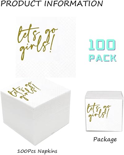 Miniatura 2 de LETS GO GIRLS Servilletas de cóctel, paquete de 100 servilletas doradas de LETS GO GIRLS Cowgirl Disco Last Rodeo Nashville para despedida de