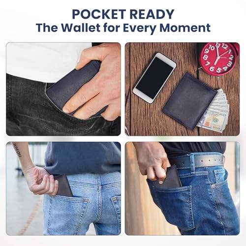 River Ridge Genuine Leather Trifold Wallet For Men - 6 Plus Credit Cards Slots - Clear ID Compartment - RFID Blocking - Extra Slim & Elegent - Gift For Men4