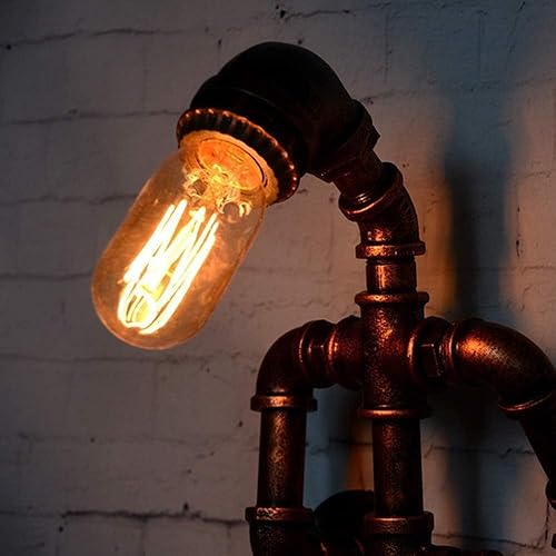 Vista 5 de Lámpara de pared industrial Steampunk – Lámpara de tubo retro E27 hecha a mano, aplique de soporte de metal para decoración única del hogar e