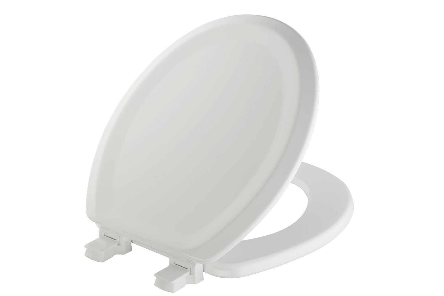 Mayfair Sculptured Traditional Toilet Seat, Easy Clean Hinges with Durable Wood Seat, Made in USA, Round, White