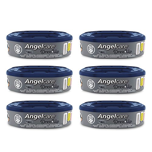 Angelcare - Dress Up - Recharges Octogonales pour Poubelle à Couche Dress up/Essential - Anti Odeurs et Grande Capacité - Lot de 6