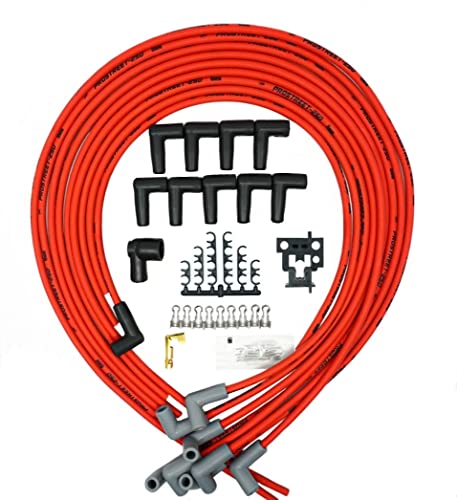 UPP - PROSTREET - Red 8mm Silicone High Performance Racing Universal V8 Spark Plug Wire Set-250 ohm Core-90 Degree Boots-Wire Stripper/Crimper Included Fits Chevy and Ford V8 Engines UPP - PROSTREET - Red 8mm Silicone High Performance Racing Universal V8 Spark Plug Wire Set-250 ohm Core-90 Degree Boots-Wire Stripper/Crimper Included Fits Chevy and Ford V8 Engines