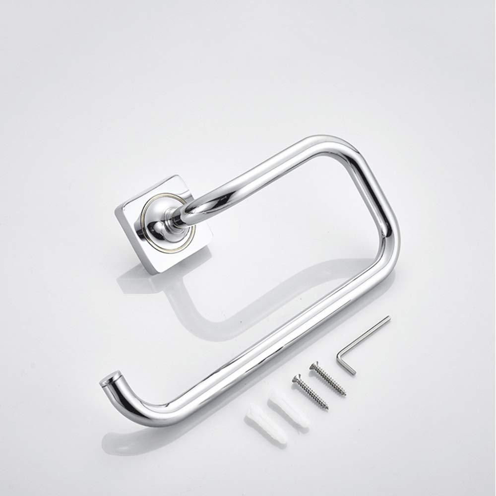 YJDQMJH Materiale Di Rame Anillo De Toalla De Baño,Anelli Portasciugamani,Bagno Montaggio a Parete Anello Asciugamano da Bagno,Cabina Doccia Mezza Apertura Portasciugamano/Argento / 23x7x12