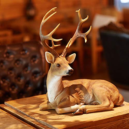 Shuiangran Resin Deer Statue Buck Lawn Decoration Wildlife Home Decor Outdoor Christmas Reindeer Sculpture 21" Height #TOP2