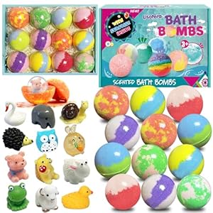 Bath Bombs for Kids with Surprise Inside, 12pcs Bath Bombs with Toys, Natural and Organic Colorful Bubble Bath Fizz Ball, Gift Set for Birthday, Halloween, Christmas for Boys and Girls