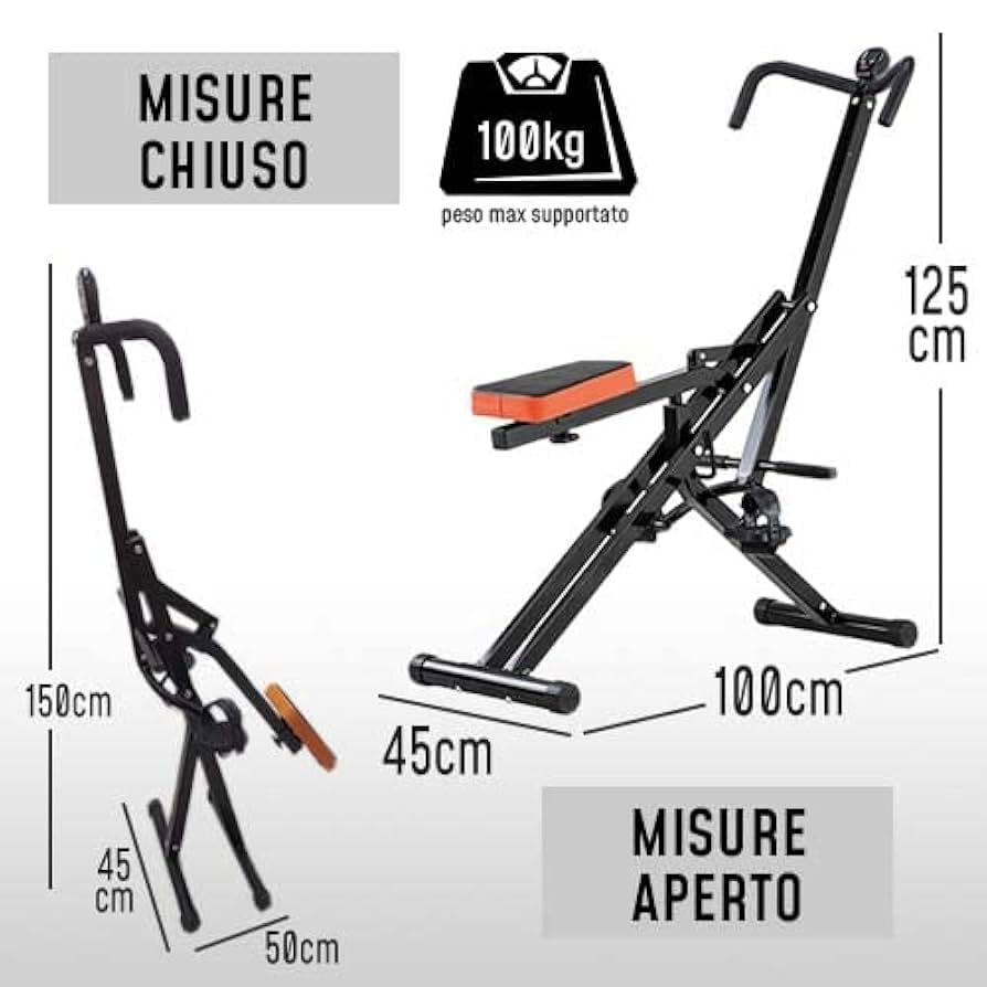 Total Power body Crunch Panca multifunzione per Pettorali, Glutei, Addominali, Gambe, multifunzione palestra in casa ripiegabile