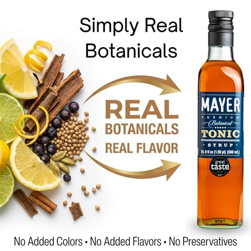 Image of Mayer Botanical Tonic Syrup ( Cordial ), Award-Winning, Real Quinine & Natural Botanicals, Vegan, Gluten Free, Perfect for Gin & Tonic, Cocktails, Sparkling Water - No Preservatives, Authentic Bitter Tonic Flavor ( 1 Pack )