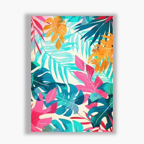 Art print néon jungle leaf pattern de Spiffing Prints en toile encadrée luxe - 2