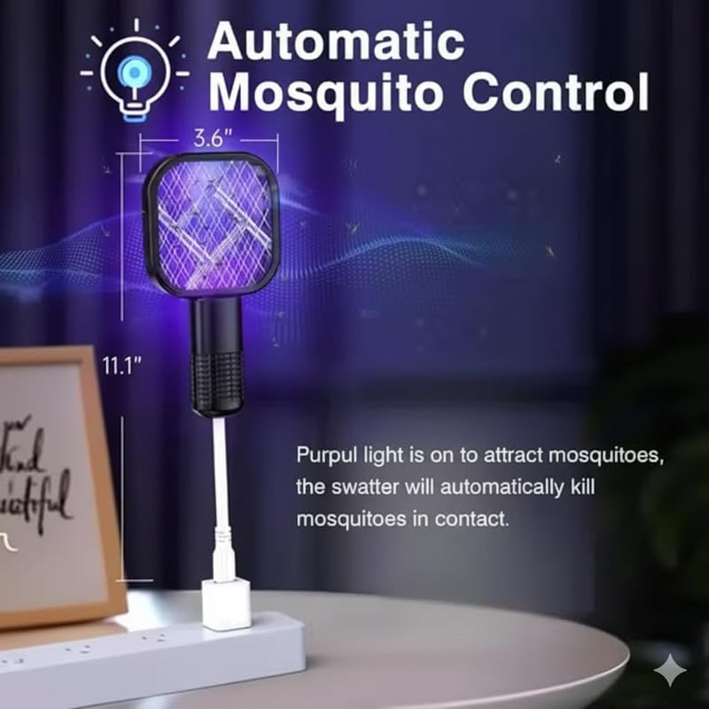 Image of USB Mosquito Killer Lamp with UV Light | Electric Insect Trap Racket | Portable Bug Zapper for Home