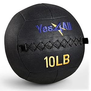 Yes4All Wall Ball, Soft Leather Weighted Medicine Ball, Sand Iron Med Ball for Dynamic Multifunctional Exercise, 6lbs – 30lbs