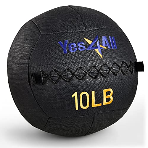Yes4All Wall Ball, Soft Leather Weighted Medicine Ball, Sand Iron Med Ball for Dynamic Multifunctional Exercise, 6lbs – 30lbs