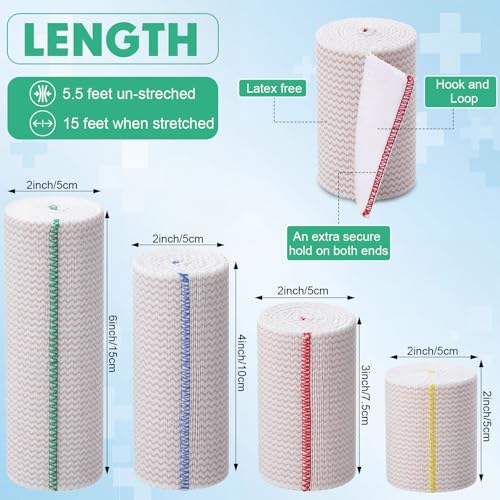 Image of Reginary 20 Pack 2 inch, 3 inch, 4 inch, 6 inch Elastic Bandage Wrap with Self Closure on Both Ends Athletic Stretchable Compression Bandage for Legs, Knees, Ankles, Wrists, Elbows, Shoulders (Assorted Trim)