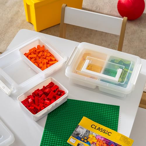 Image of IRIS USA 1 Qt. Plastic Storage Bins with Lids, 2 Pack, Craft Storage Container, Sensory Bin, Organizing Containers for Home, Office & Art Supplies, Stackable, White