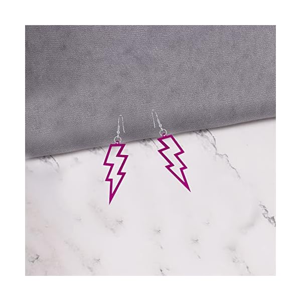 Acrylic Hollow Lightning Bolt Dangle Earrings 80s 90s Lightweight Vintage Acrylic Hollow Lightning Bolt Neon Dangle Drop Earrings for Women Retro Party Jewelry - Image 6
