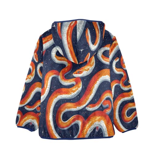 Orange Snake Pattern Toddler Fleece Jacket Girl Boys Hooded Fleece Jacket Coat Warm Outwear Zip-up 3-10T2