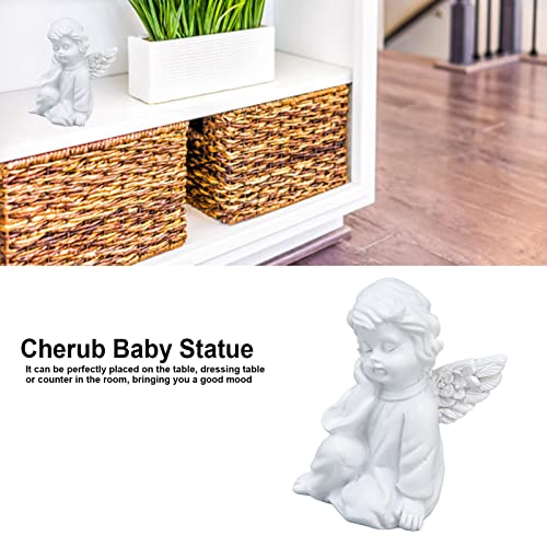 Hapivida White Angel Cherub Statue, 2.2×2.4in Resin Sculpture for Indoor Outdoor Home Decoration(#2), 5.5 × 6 cm - Image 3