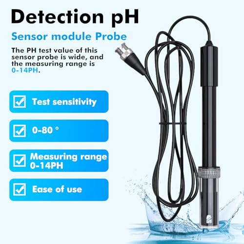 PH Elektrode BNC, 0-14 PH Sonde Pool Aquarium, Lange Karosserie Wasserqualität PH Elektrode Mit BNCStecker, Hoch Richtigkeit Ersatz PH -Sonde FüR MessgeräT, Meter, Monitor, Controller Gerät