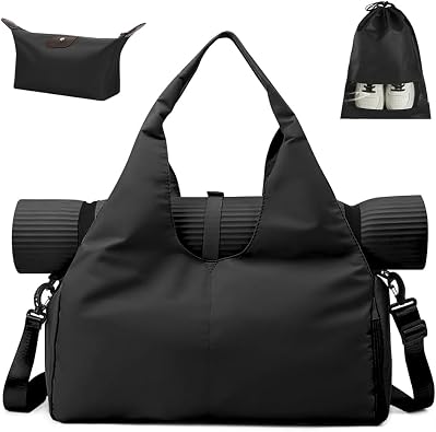 Aucuu Yoga Mat Bag, Sport Gym Bag Womens, Lightweight Yoga Bag with Yoga Strap, with Shoes Compartment and Wet Pocket