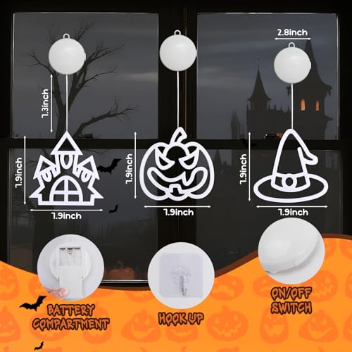Halloween Decorations Window Light: Set of 3 LED Lights for Windows Battery Operated Indoor Pumpkin Halloween Decor for Home, Party, Shop Display - Image 5