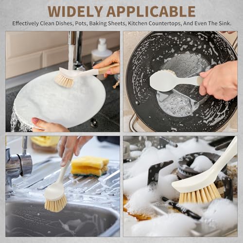 Image of DEBETOOL 4-Pack Dish Brush, Built-in Scrubber with Handle