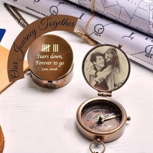 Brújula personalizada pareja árbol de la vida, regalo grabado con foto, regalo para él, regalo para pareja, regalo para novio hombre miniatura 4