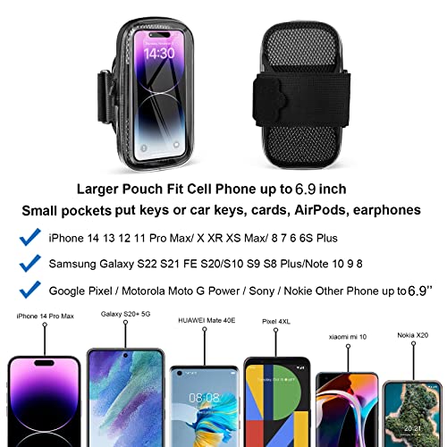 Clear Running Phone Holder Armband, Sports Armband Case For Iphone 14 13 Pro Max 12 11 Plus X Xs Samsung Android, Universal Arm Bands Bag With Key Card Pocket For Exercise Walking Workout Fitness #TOP4