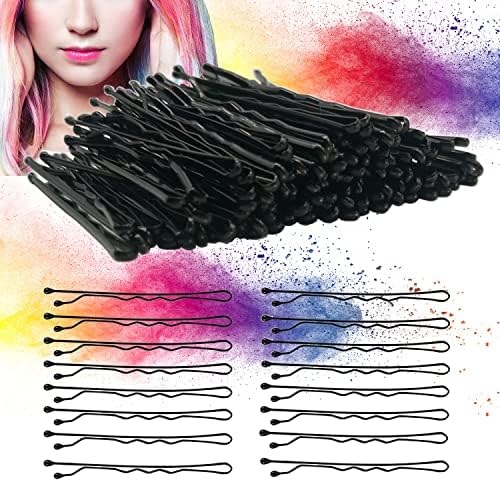 Sdanart Bobby Pins Black Hair Pins,Hair pins For Women Girls Kids Hair Invisible Wave Hair pin, Hairgrip Barrette Hairclip for All Hair Types Straight Wave Curly(100 Count, Black,2 Inch)