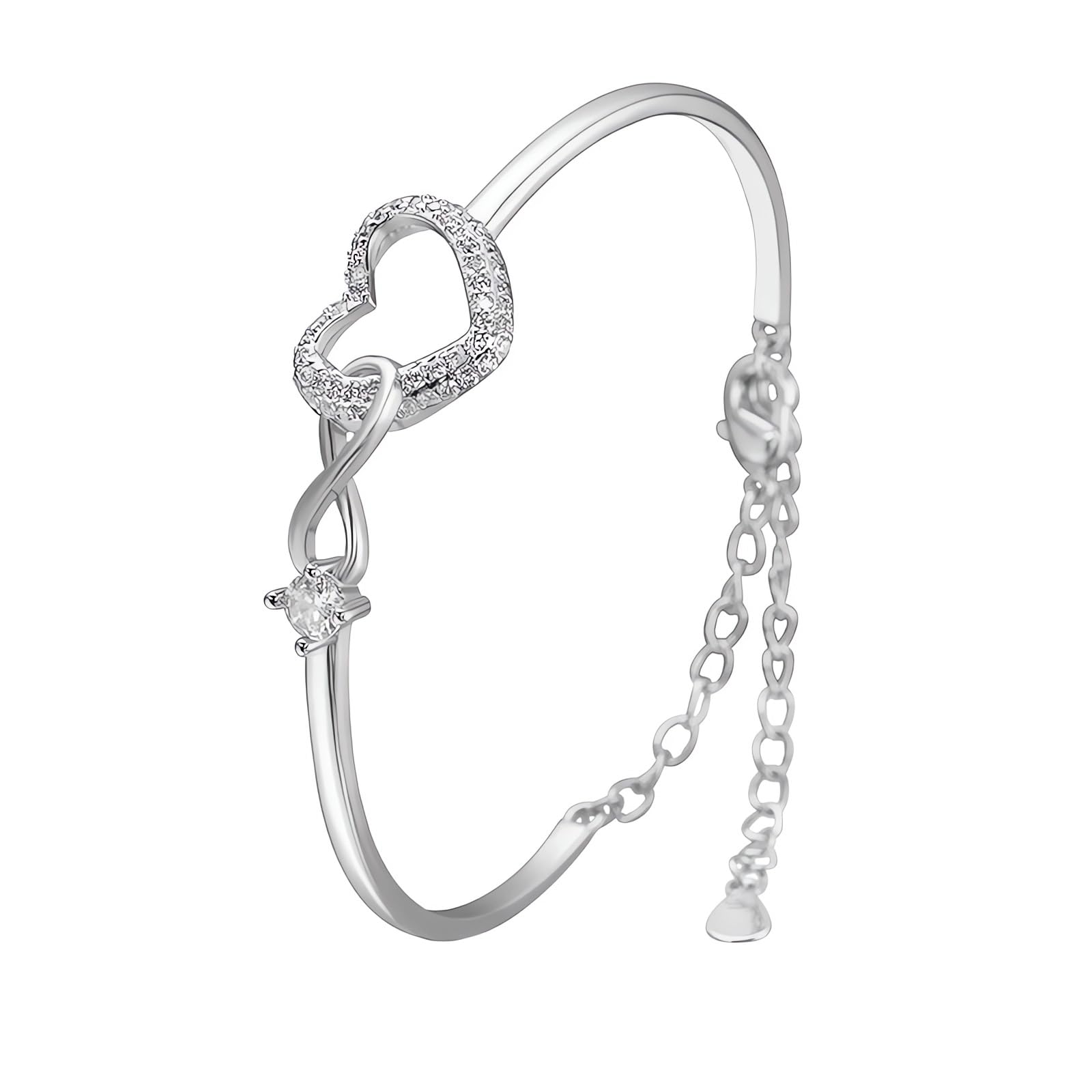 Bracelet Cœur Fille – Acier Inoxydable Réglable 17 Cm – Accessoire Anniversaire, Fête, Quotidien – Bijou Enfant Ado
