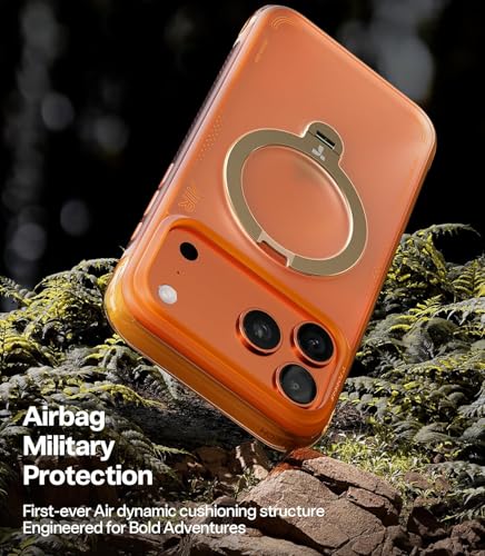 Image of TORRAS Ostand Q3 Air for iPhone 17 Pro Case 6.3'' with Stronger Magnetic Stand, Fit for Magsafe, Airbags Miltary Protection, Camera Control for iPhone 17 Pro Case, Shockproof & Stylish, Horizon Orange