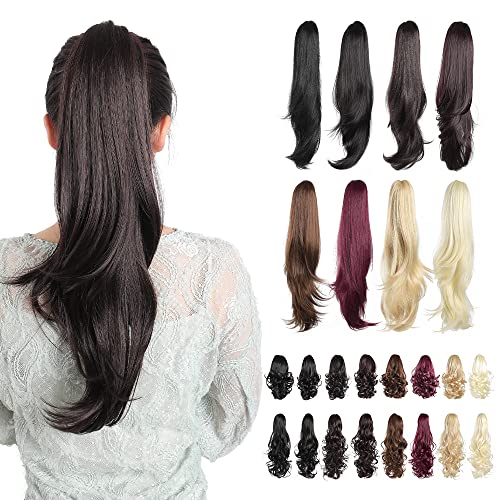Hair Extensions Ponytail,Clip PonyTails Extension Natural Black Hair Extensions Ponytail for Women 22 Straight Fluffy¬ Tangled Curly Hair Claw Hair Extensions Ponytail,Clip PonyTails Extension Natural Black Hair Extensions Ponytail for Women 22" Straight Fluffy¬ Tangled Curly Hair Claw