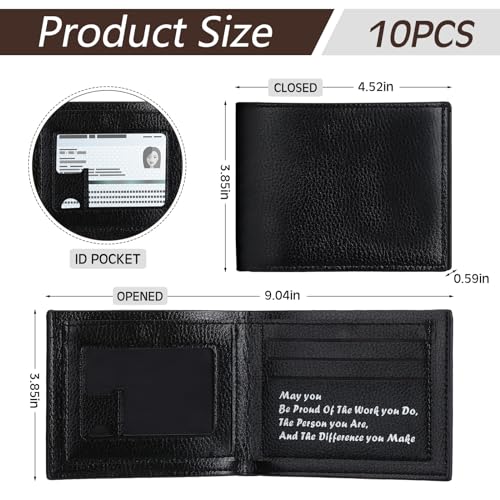 10 Pcs Leather Wallet Bulk for Men Employee Thank You Gifts PU Slim Bifold Wallet Set Nurse Teacher Gifts for Men(Black)2