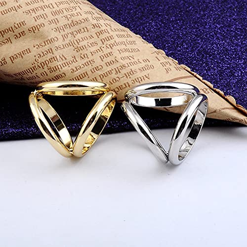 2PCS(Golden + Silver) Women Lady Girls Three Ring Fashion Scarf Ring Buckle Modern Simple Triple Slide Jewelry Silk Scarf Clasp Clips Clothing Wrap Holder4
