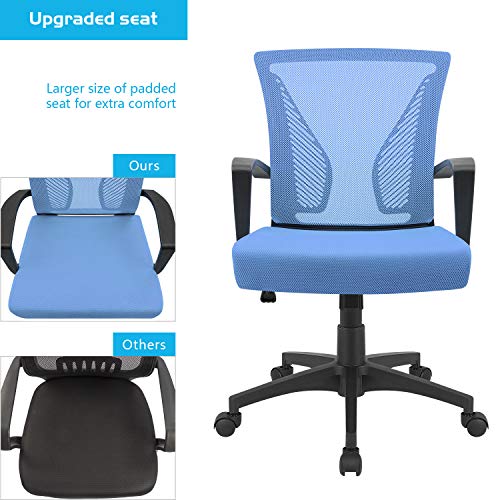 Furmax Office Chair Mid Back Swivel Lumbar Support Desk Chair, Computer Ergonomic Mesh Chair With Armrest (Blue) #TOP3