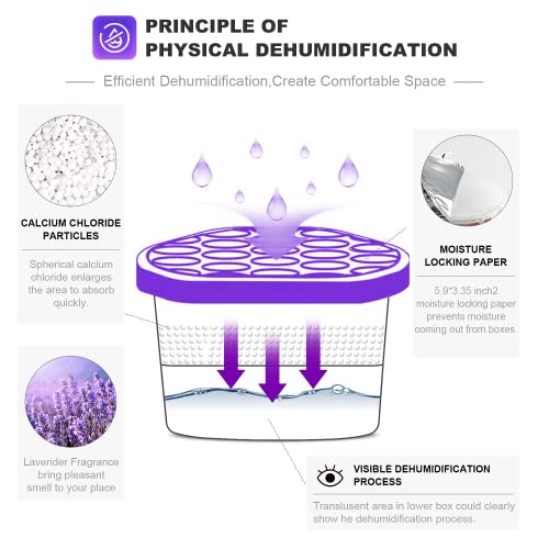 NATRUTH Moisture Absorbers 10.5OZ*6-Pack With Lavender Scent,Portable Closet Dehumidifier, Odor Eliminator Absorber Bucket,Humidity Absorber,Cleaner Air Dehumidifier for Closet,Bathrooms, Boats - Thumbnail 2