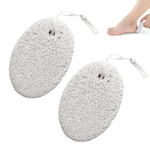 Pumice Stone for Feet/Hands/Body, Natural Lava Pumice Stone for Dead Hard Skin Removal, Foot Scrubber, White Calluse Remover, Foot File for Men/Women for Exfoliation (2pcs)