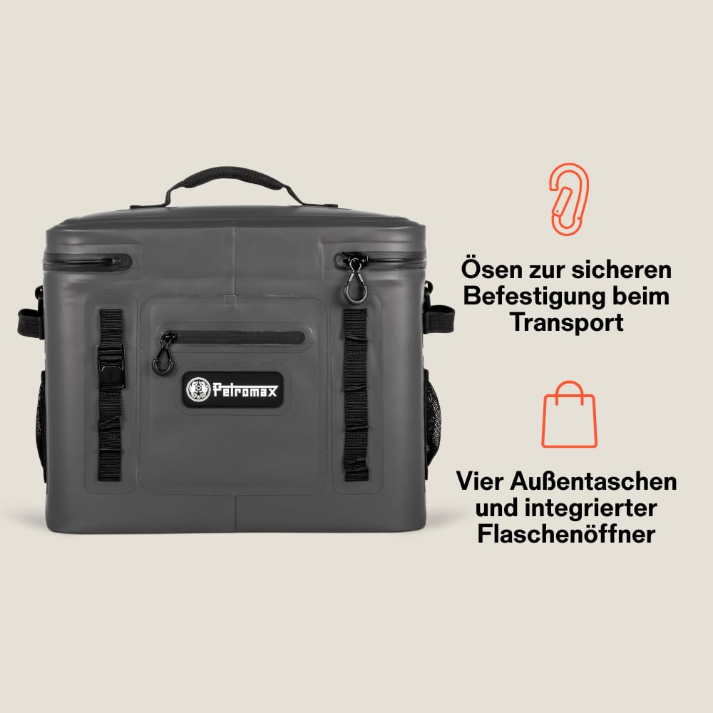 Petromax Kühltasche für tagelang eisgekühlten Proviant | Unabhängigkeit von Strom & Akku | wasserdichter Reißverschluss | für Eiswürfel und Kühlakkus