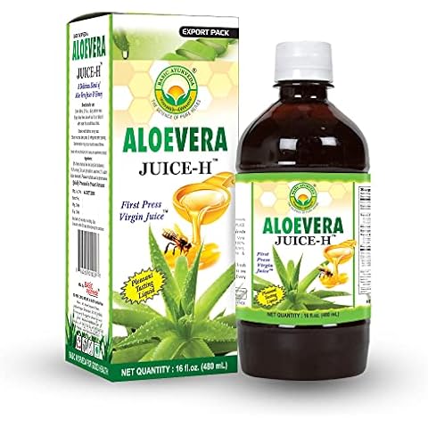 BASIC AYURVEDA Aloe Vera Juice with Honey for Body Purification | Natural & Organic Herbal Tonic | Supports Immunity, Digestion & Skin Health | 16.23 Fl Oz (480ml) Cover