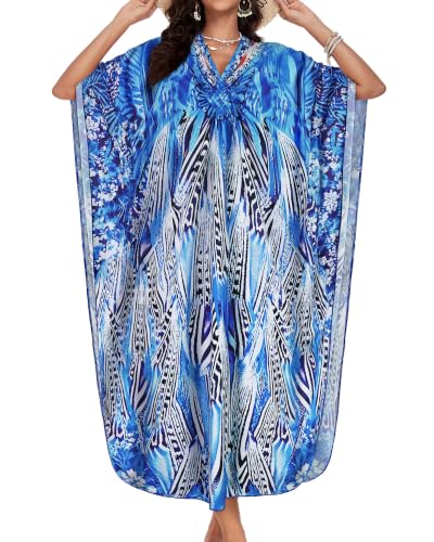 Image of Kaftan Dresses for Women V Neck Caftans Batwing Sleeve Beach Cover Ups | JILUVIN Plus Size Long Floral Print Dress, Loose Fit Maxi Casual Moomoo, Lounge House Mumu Nightgown Summer Vocation 2026