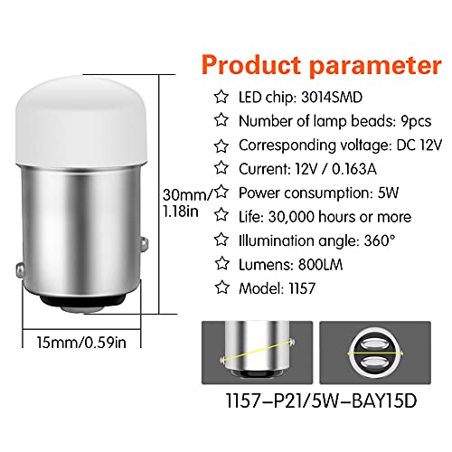 Duabhoi 1157 Led Bulb Turn Signal 2057 2357 7528 Bay15D P21/5W 1034 3496 Replacement For Car Motorcycle Camper Tail Side Marker Interior Parking Indicator Lights 2Pcs Amber Yellow #TOP1