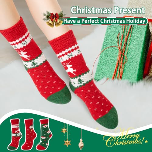 Image of Time May Tell Merino Wool Socks for Women Thick Thermal Winter Warm Hiking Boot Work Cushion Socks 3 Pairs