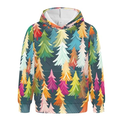 Kids Hoodies Sweaters Christmas Xmas Trees Hooded Sweatshirts with Big Pockets for Boys Girls B0400298