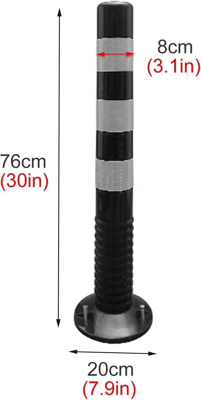 Juego de 6 Conos de Seguridad de 76 cm (30") - Postes de tráfico de plástico Flexible para barreras de Acceso, delimitadores de estacionamientos de hoteles, cercas de Seguridad para Exterior